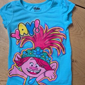 Trolls Kids Turquoise Tee with Pink Graphic
